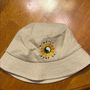 O'Neill Tan Bucket Hat with Floral Yin/Yang Logo